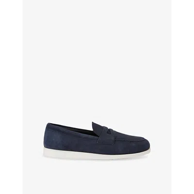 Church Mens Saddle Penny Slip-on Suede Loafers Navy