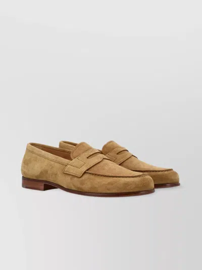 Church's Almond Toe Penny Strap Suede Brogues In Maracca