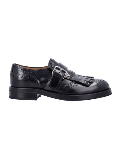 CHURCH'S BLACK LEATHER MONK STRAP BROGUES