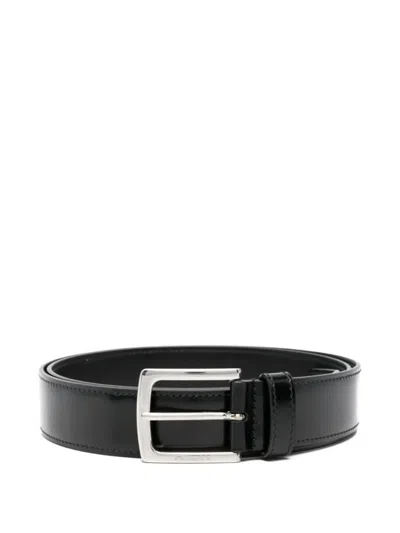 CHURCH'S MEN BLACK SQUARE BUCKLE SOLID BELT, 34 LUXURY BELTS FOR MEN DARVEYS