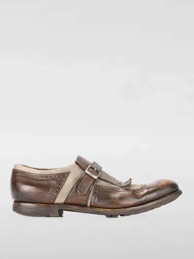 Church's Monk Strap  In Pelle Invecchiata Con Motivo Brogue