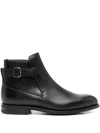 Church's Round Toe Leather Ankle Boots With Buckle Detail In Black