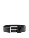 Church's Leather Belt Square Buckle Adjustable Fit In Black