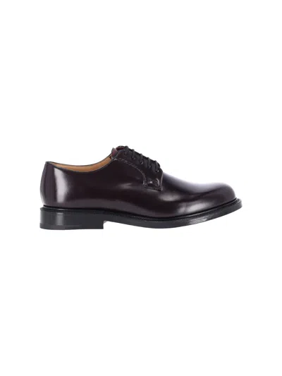 Church's Burgundy Calf Leather Derby Shoes With Lace-up Closure In Animal Print