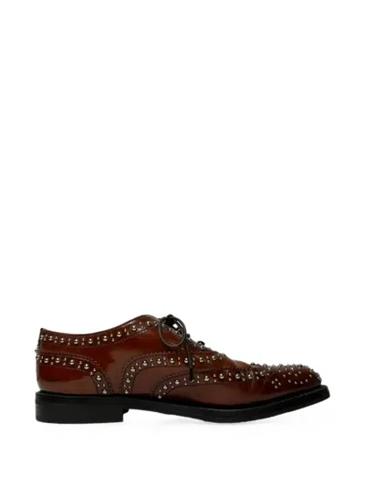 Pre-owned Church's Burwood Met Studded Brogues In Brown