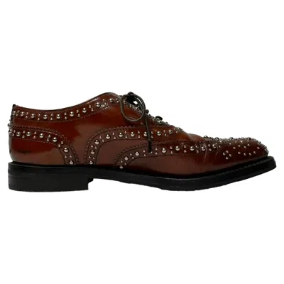 Pre-owned Church's Burwood Met Studded Brogues In Brown Leather
