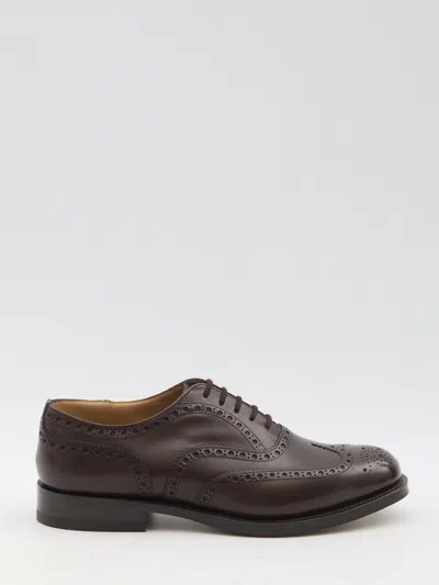 Church's Almond Toe Leather Sole Brogue Detailing In Brown