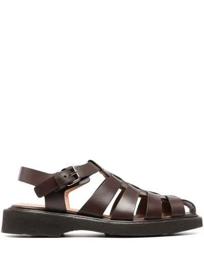 Church's Caged Leather Sandals In Brown