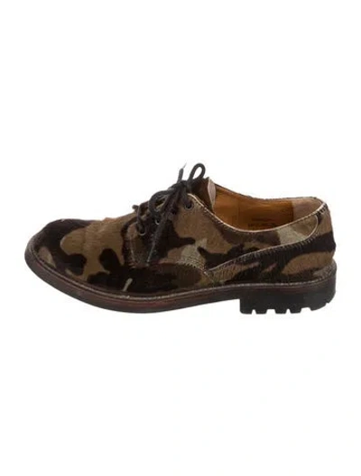 Pre-owned Church's Calf Hair Camouflage Print Oxfords In Green