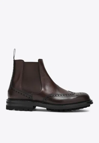 Church's Chelsea Leather Brogue Ankle Boots In Brown