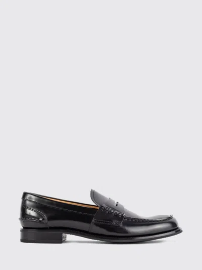 Church's Polished Fume Leather Penny Loafers In Black