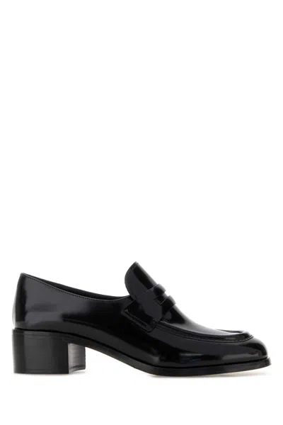Church's Black Polished Leather Prudence Loafers In Animal Print