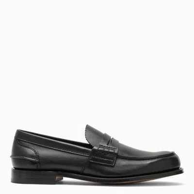 Church's Black Glossy Smoked Calfskin College Moccasin Loafers For Men