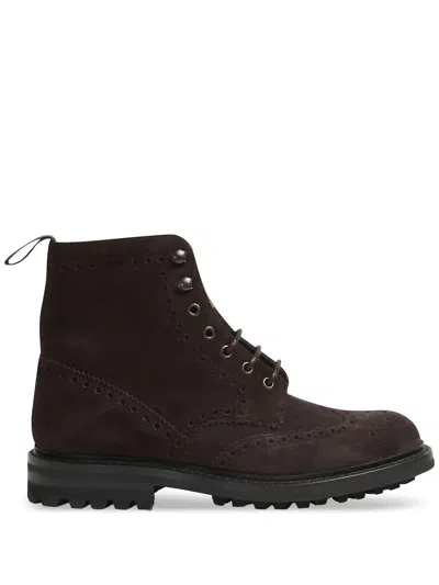 Church's Brogue Details Suede Ankle Boots In Brown