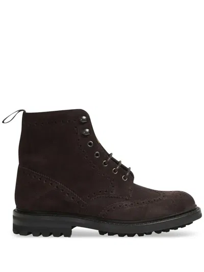 Church's Brogue Details Suede Ankle Boots Shoes In Brown