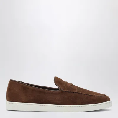 Church's Suede Loafers Contrast Sole Round Toe In Brown