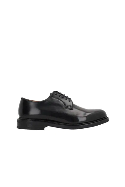 Church's Polished Black Leather Derby Shoes With Rounded Toe