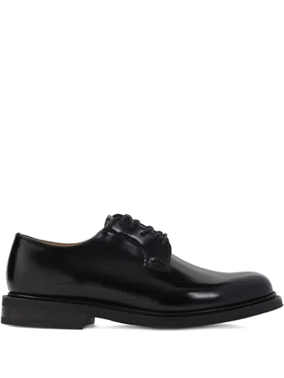 Church's Polished Black Leather Derby Shoes With Rounded Toe