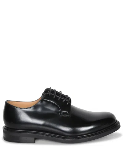 Church's Polished Black Leather Derby Shoes With Rounded Toe