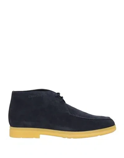 Church's Man Ankle Boots Navy Size 10.5 Leather In Blue