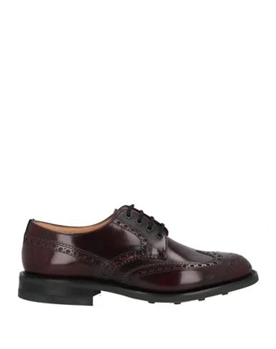 Church's Man Lace-up Shoes Burgundy Size 8 Leather In Red