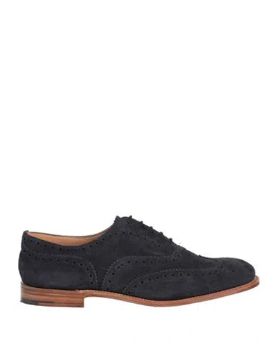 Church's Man Lace-up Shoes Navy Size 8 Leather In Navy Blue