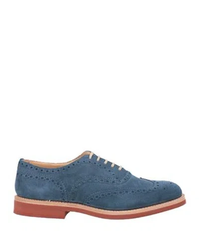 Church's Man Lace-up Shoes Slate Blue Size 8.5 Calfskin