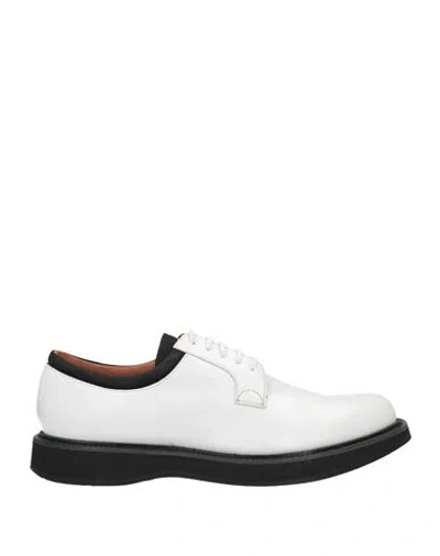 Church's Man Lace-up Shoes White Size 9 Calfskin, Technical Fibers