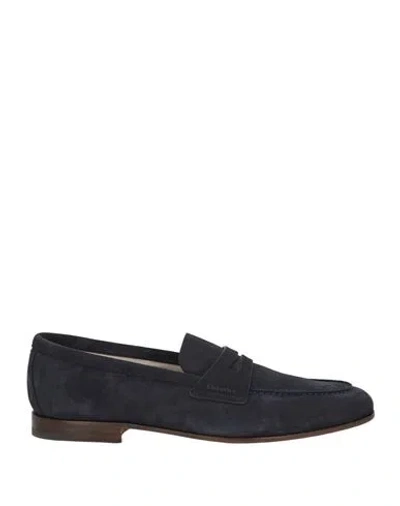 Church's Suede Almond Toe Penny Strap Loafers In Blue