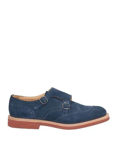 Church's Man Loafers Navy Size 8.5 Leather In Navy Blue