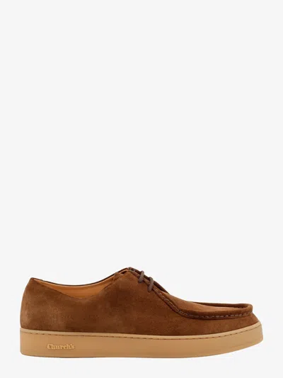 Church's Suede Lace-up Shoe With Embossed Logo Detail In Brown