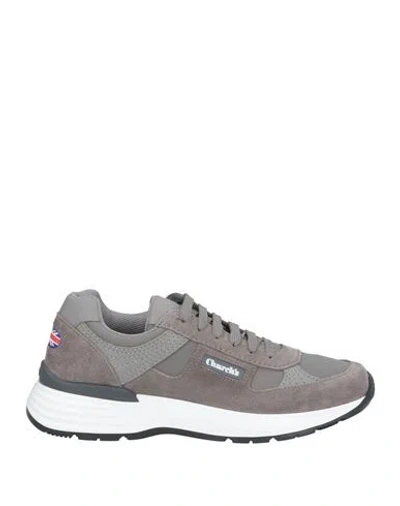 Church's Man Sneakers Grey Size 9 Soft Leather, Textile Fibers In Gray