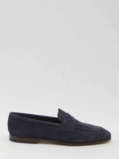 Church's Navy Blue Leather Heswall Loafers In Black
