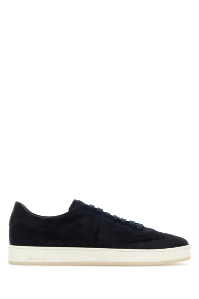 Church's Navy Blue Suede Largs 2 Sneakers In Black