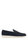 Church's Blue Suede Saddle Loafers In Blue