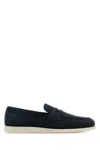 Church's Blue Suede Saddle Loafers In Blue