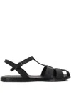 Church's Odyssey Nappa Leather T-strap Sandals Shoes In Black