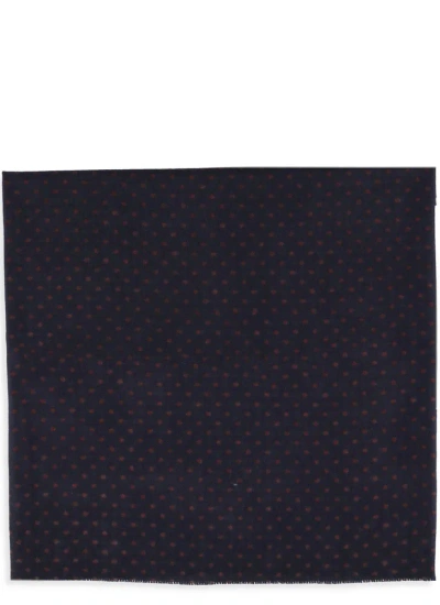 Church's Polka Dot Patterned Fringed Edge Scarf In Blue