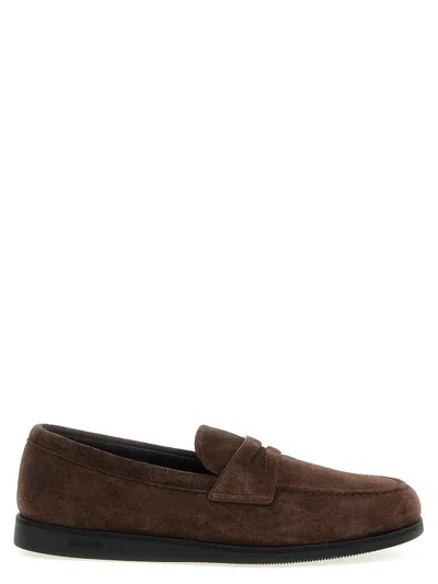 Church's Round-toe Suede Loafers With Penny Strap In Brown