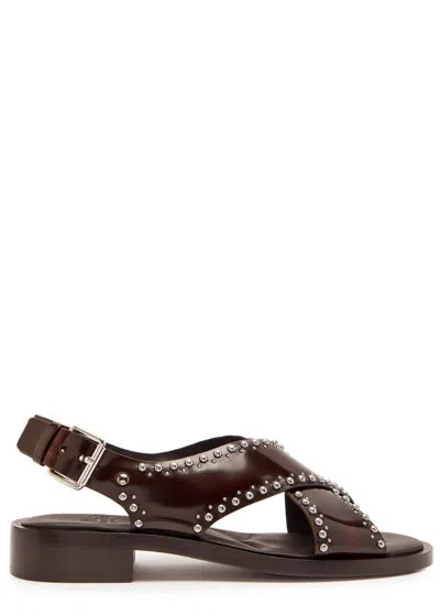 Church's Remi Stud-embellished Patent Leather Sandals In Brown