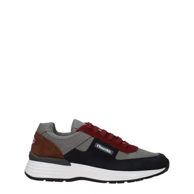 Church's Man Sneakers Lead Size 8.5 Leather, Textile Fibers In Grey