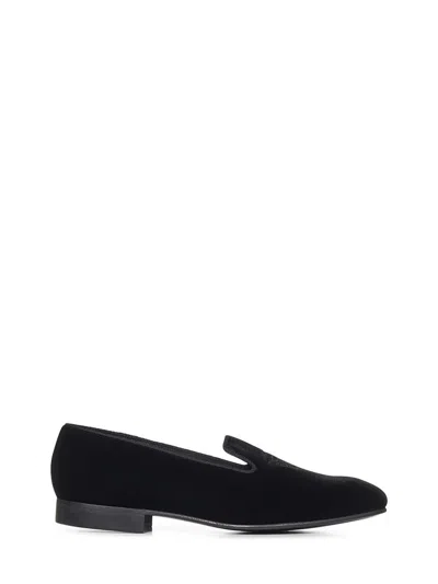 Church's Logo-embroidered Velvet Loafers In Black