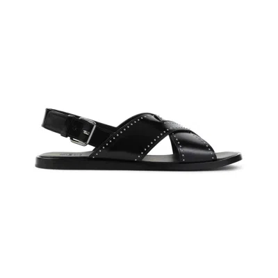 Church's Stud-embellished Crossover Flat Sandals Shoes In Black