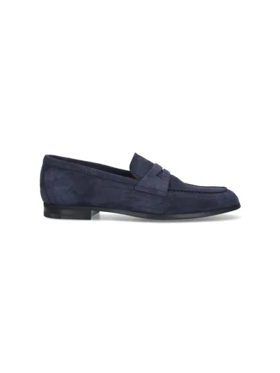 Church's Navy Blue Leather Heswall Loafers In Black