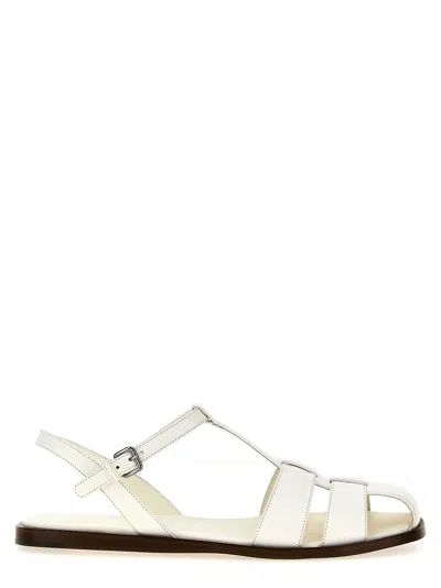 Church's White Lamb Leather Flat Women's Sandals In Multi