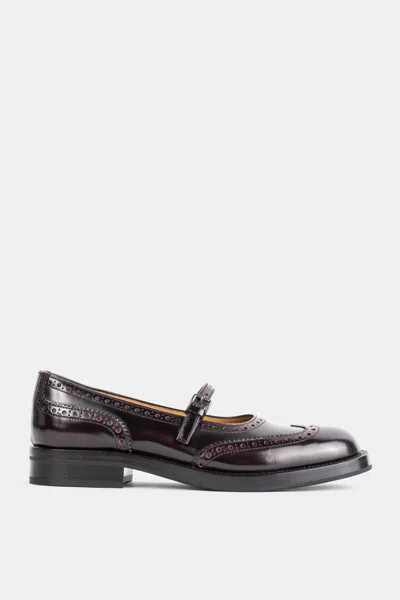 Church's Wingtip Brogue Leather Mary Jane Flat In Red