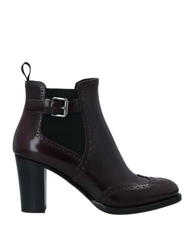 Church's Woman Ankle Boots Burgundy Size 5 Soft Leather In Red