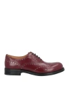 Church's Woman Lace-up Shoes Burgundy Size 6.5 Calfskin In Red