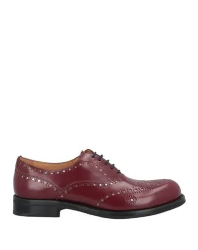 Church's Woman Lace-up Shoes Burgundy Size 6.5 Calfskin In Red