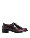 Church's Woman Lace-up Shoes Burgundy Size 7 Soft Leather In Red